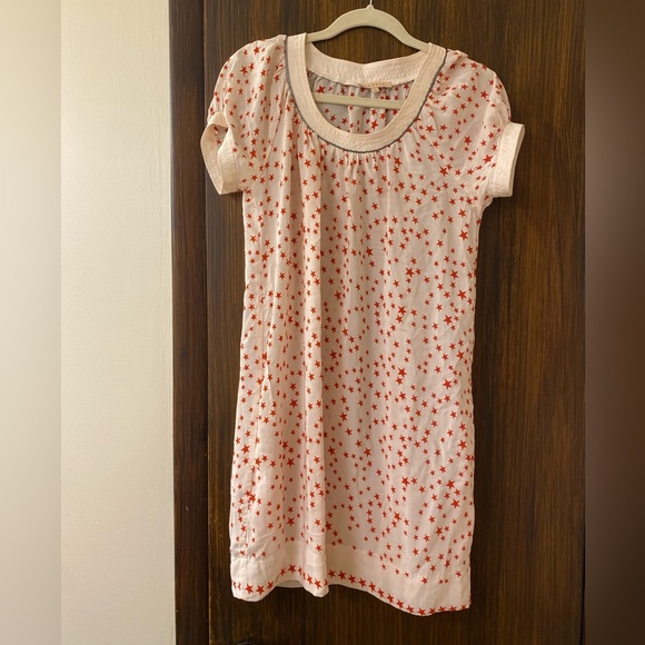 Sandro Paris Silk Ivory Dress Red Stars (25) - Picture 1 of 5